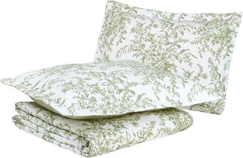 Laura Ashley Twin Quilt Set Reversible Cotton Bedding with Matching Sham