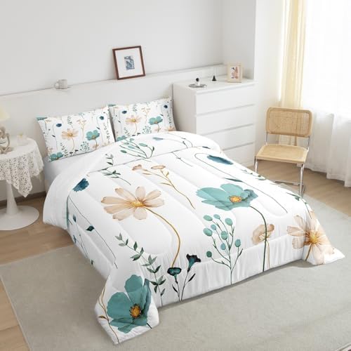Erosebridal Watercolor Floral Comforter Set