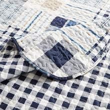 Brilliant Sunshine Plaid Striped Quilt Set - Blue