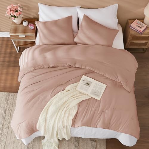 WRENSONGE Queen Comforter Set 3 Piece Dusty Pink Prewashed Soft Lightweight
