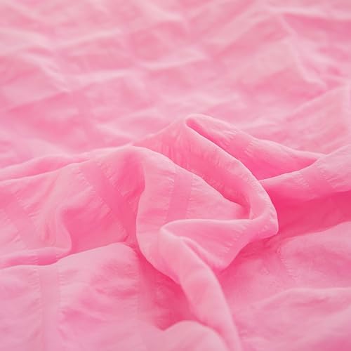 Yadangxiawa Twin Bed in a Bag Pink Seersucker Comforter Set 1