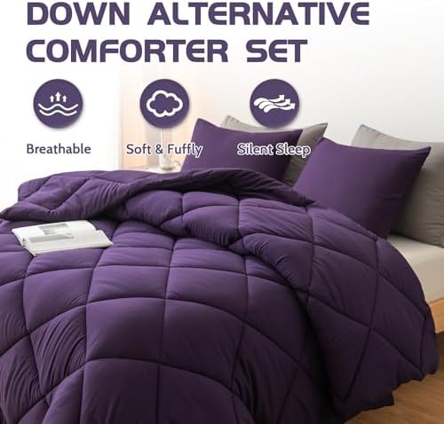 Decroom California King Comforter Set with Pillow Shams - Purple