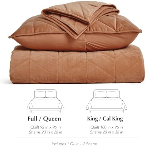 Evergrace Burnt Orange Velvet Quilt Set with 2 Shams