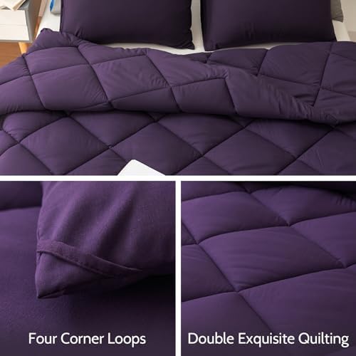 Decroom California King Comforter Set with Pillow Shams - Purple