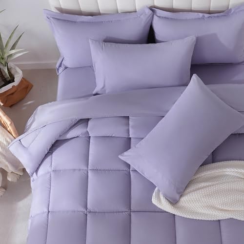 DOWNCOOL 7Pcs Full Size Bedding Set Purple