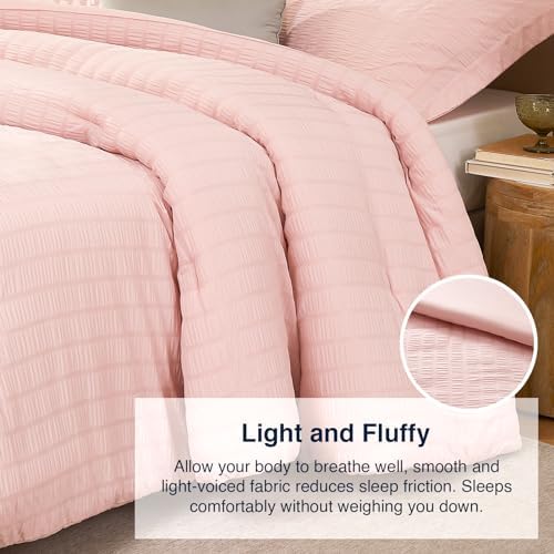 Quataly Pink Seersucker Comforter Set 3 Pieces