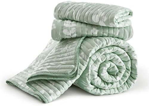 Bedsure Twin Quilt Set - Floral Microfiber Coverlet with Pillow Sham