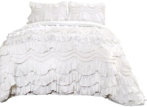 Lush Decor Kemmy Ruffled Quilt Set 3 Piece White