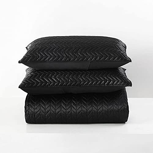 Whale Flotilla Silky Soft Satin Quilt Set Black King Size