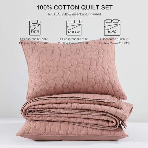 HORIMOTE HOME Queen 100 Cotton Quilt Set with Cobblestone Pattern