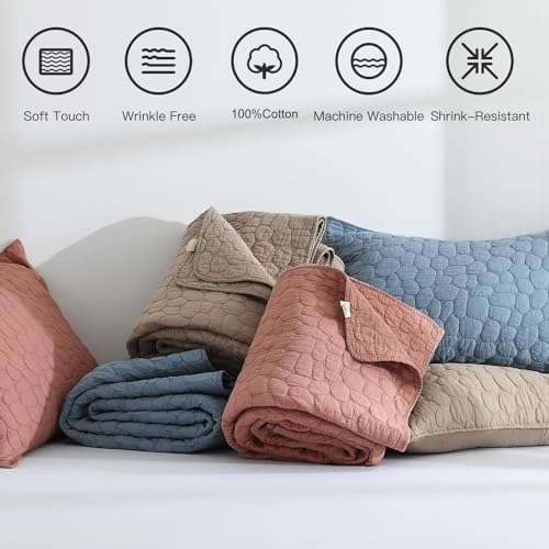 HORIMOTE HOME Queen 100 Cotton Quilt Set with Cobblestone Pattern