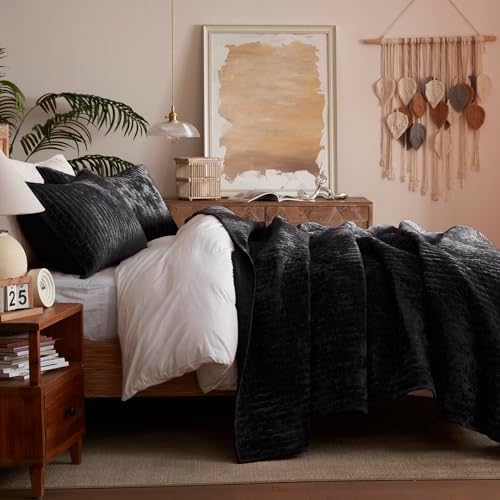 LEAONME Velvet Quilt Set Full Queen 90x98 1