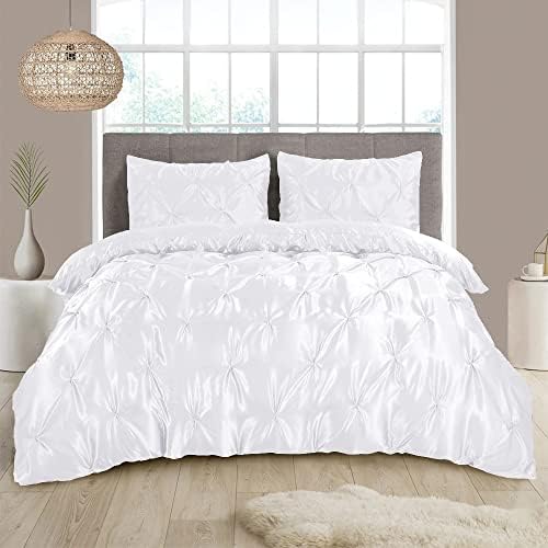 5 Piece Pinch Pleated Comforter Set Super Soft Luxury Silk Satin