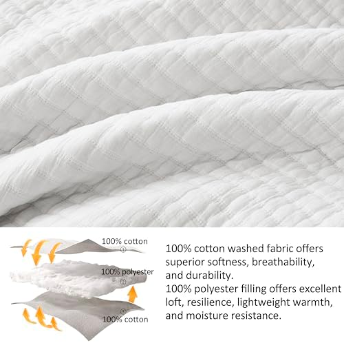 WDCOZY White Oversized Cal King Quilt Set