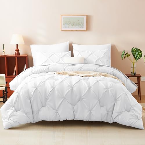 CozyLux Twin XL Comforter Set White - 5 Piece Bed in a Bag
