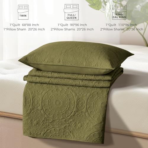 WURUIBO Olive Green Quilt Set King Size
