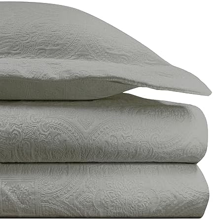 HiEnd Accents Matelass Super King Duvet Set 3 Piece Gray Medallion Pattern