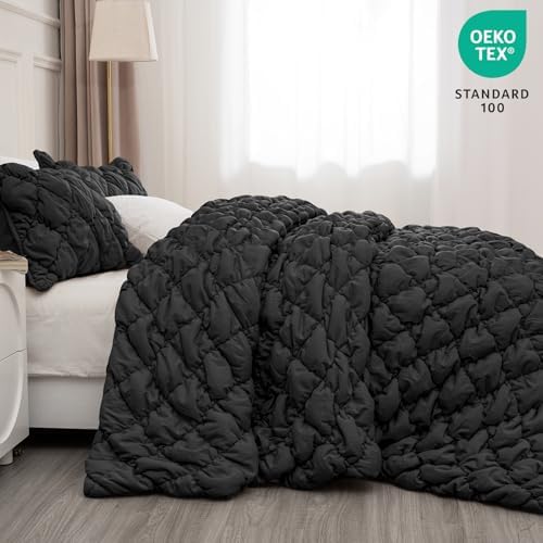 PHF Diamond Marshmallow Puff Comforter Set Queen Size 3Pcs