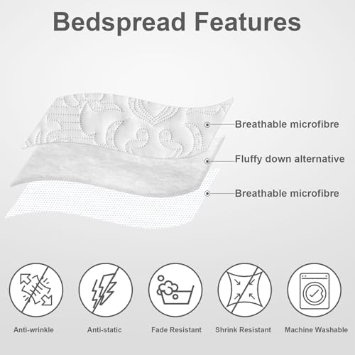 Hansleep White Quilt Twin Set - Damask All Season Bedspread