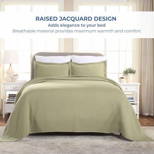 Superior 100 Cotton Basket Weave Bedspread Set