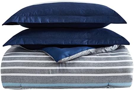 Nautica Comforter Set Reversible Heathered Block Grey