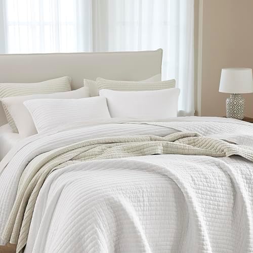 WDCOZY White Oversized Cal King Quilt Set