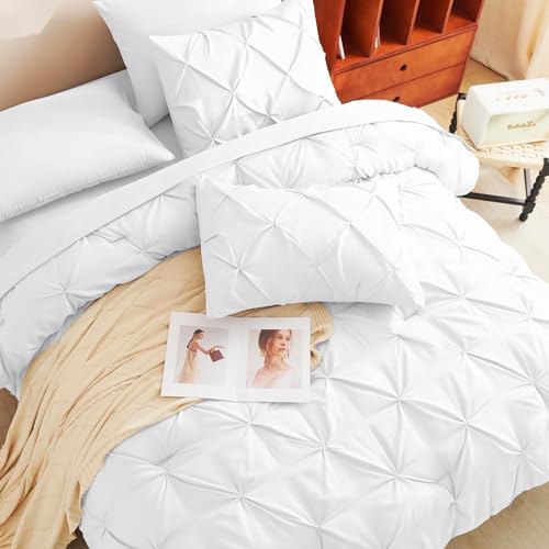 CozyLux Twin XL Comforter Set White - 5 Piece Bed in a Bag