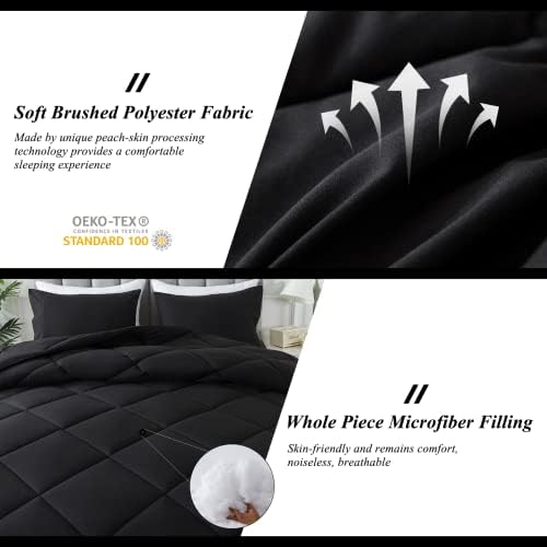 ELNIDO QUEEN Black Queen Comforter Set 3 Pieces