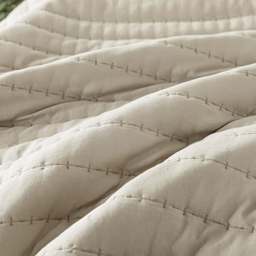 ROARINGWILD Neutral Beige Queen Quilt Set with 2 Pillow Shams