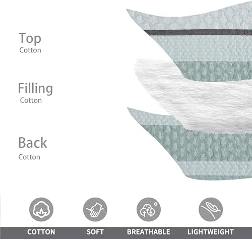 Homzard Cotton Queen Quilt Set Mint Green Grey Striped Bedding 3 Piece