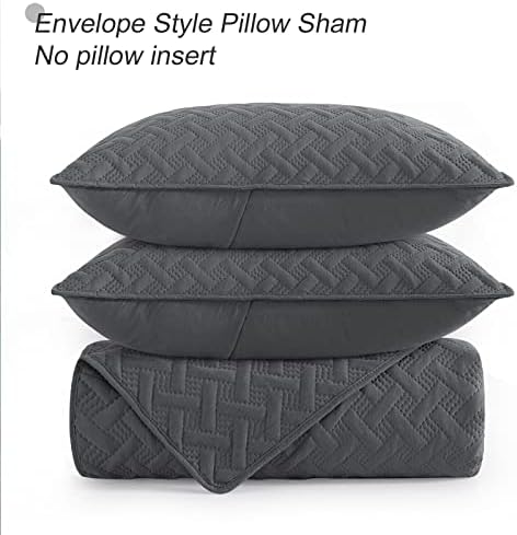 Exclusivo Mezcla Queen Quilt Set 3 Pieces Grey 1