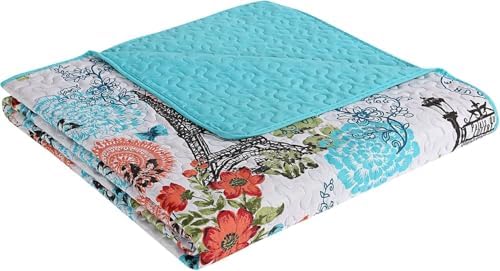 VCNY Home 3-Piece Quilt Set Reversible Eiffel Blue Full Queen