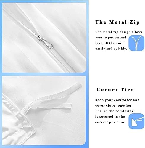 Queen Duvet Cover Set with Zipper Microfiber for Soft Sleep