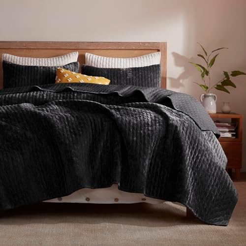 LEAONME Velvet Quilt Set Full Queen 90x98 1