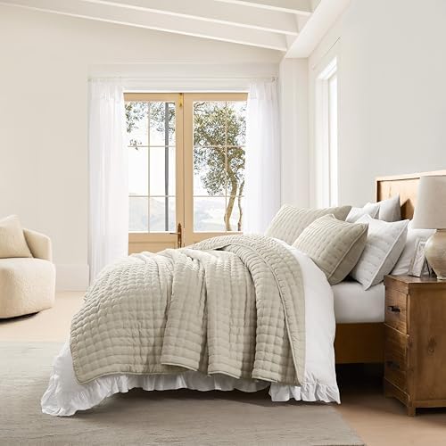 WDCOZY Beige Cal King Quilt Set with 2 Pillow Shams