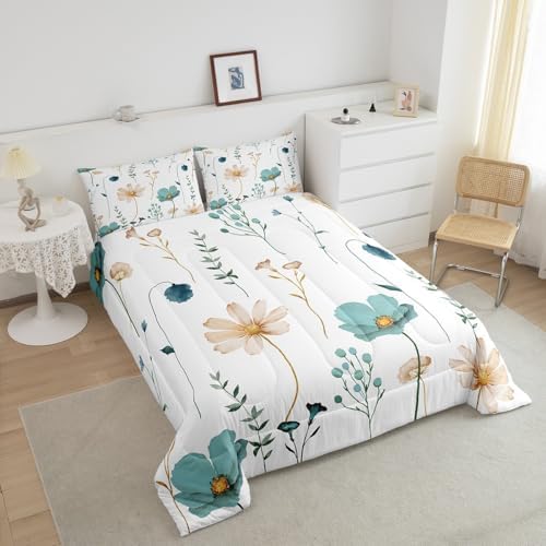 Erosebridal Watercolor Floral Comforter Set