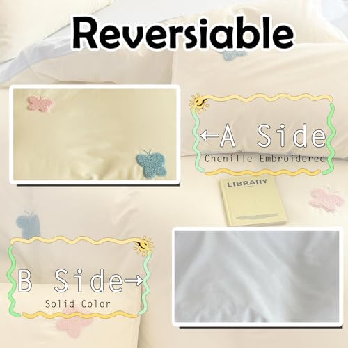 MorroMorn Fluffy Chenille Duvet Cover Set Queen Size