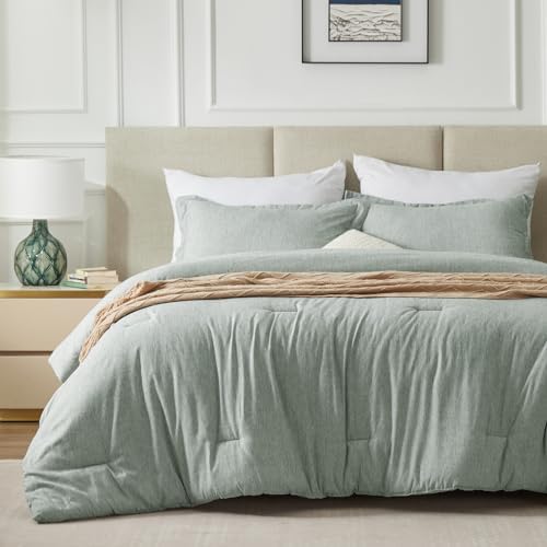 CozyLux California King Comforter Set - 3 Pieces Sage Green 1