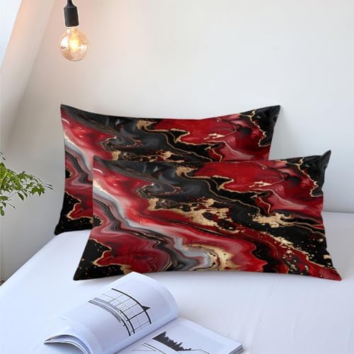 Red Black Marble Comforter Set King Size