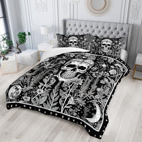 AILONEN Gothic Skull Comforter Set Queen Size 1