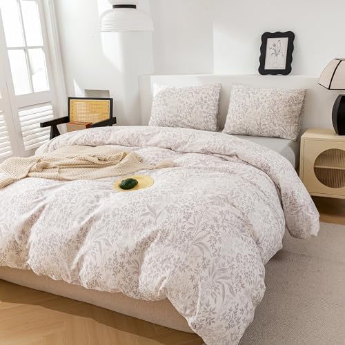 ECOCOTT King Size Floral Duvet Cover Set with Zipper Closure