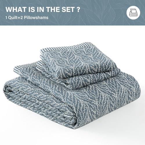 SahSahCasa King Quilt Set with Botanical Pattern