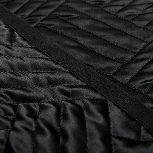 NTBAY Queen Silk Satin Quilt Set Black Geometric Pattern