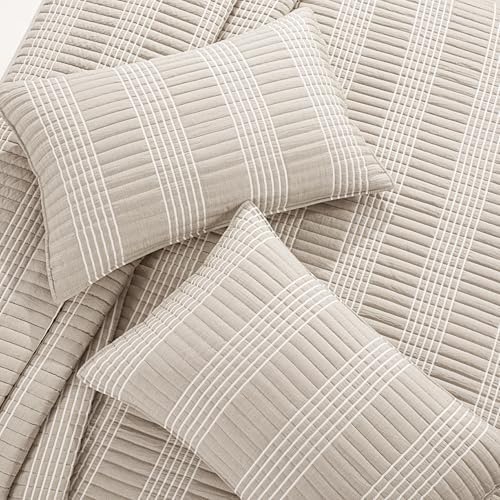HOMBYS 128x120 Seersucker Patchwork Quilt Set