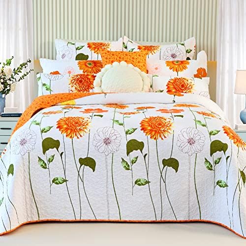 EVENHUG 100 Cotton Queen Quilt Set with Pillow Shams