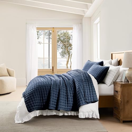 WDCOZY Navy Blue Queen Quilt Set with Pillow Shams