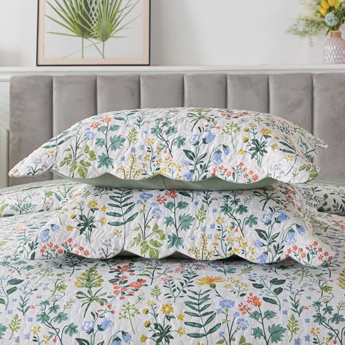HoneiLife Queen Quilt Set - 3 Piece Lightweight Floral Bedding
