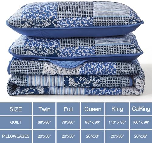 Mybedsoul Blue Boho Quilt Set King 3 Piece