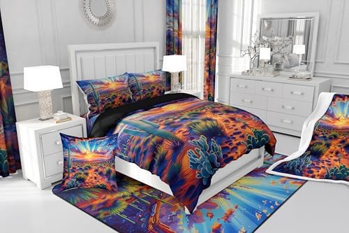 Erosebridal Neon Cactus Quilt Set King Size 1