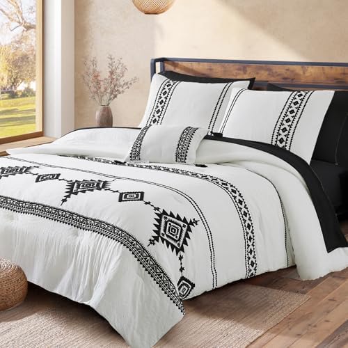 MAIREVE Embroidery King Size Comforter Set 7 Pieces